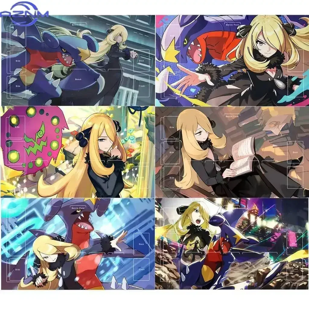 Anime Pokemon Trainer Series Playmat, PTCG Trading Card Game Battle Mat with Card Zones