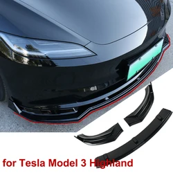 For Tesla New Model 3 Highland 2024 Front Bumper Lip Splitter Spoiler Guard Diffuser Exterior Protection Accessories Body Kit