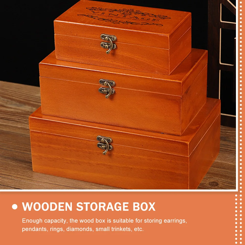 

Wooden Storage Box for Jewelry and Keepsakes Vintage Trinket Case with Lid Organizer Gift Box for Rings Coins Eyeglasses Crafts