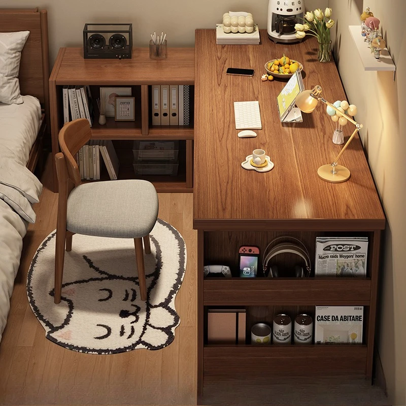 

Desk Storage Cabinet Integrated Table Solid Wood Workbench Bedroom Study Computer Desk Desktop Home