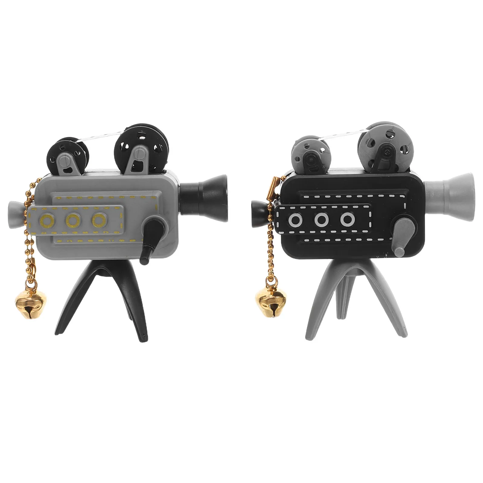 

2Pcs Retro Mini Film Projector Hand-Crank Vintage Movie Decor Desktop Ornament Dollhouse Theater Room Photography Prop Portable