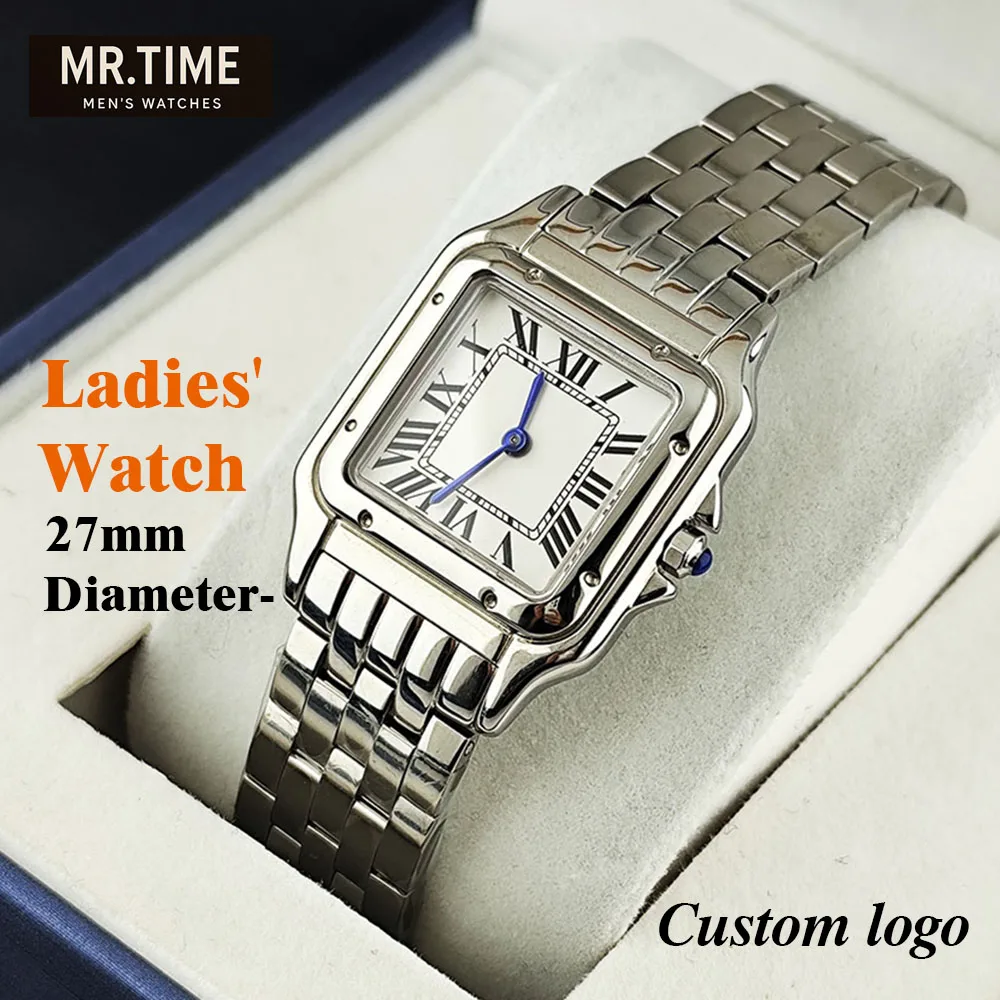 Hot 27mm high-quality ladies' watch square watch Roman watch stainless steel watch custom logo  folding buckle quartz movement