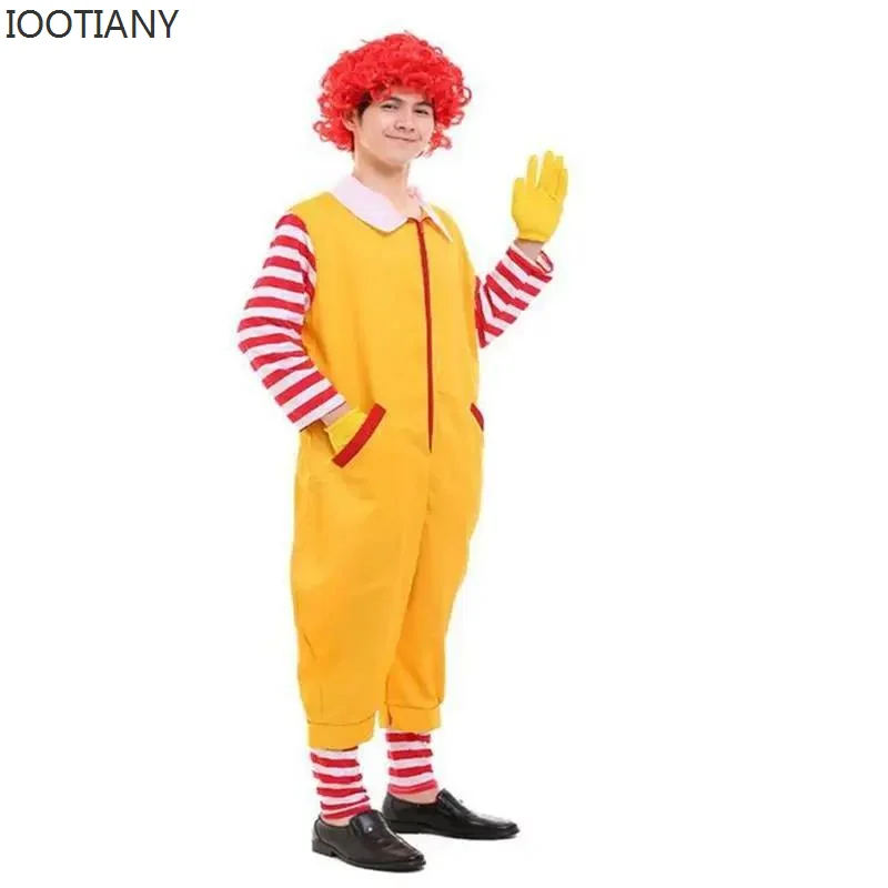 Halloween Karneval Cosplay Eltern-Kind Clown Kostüm Requisiten Party Bühne Leistung Fastfood gelbe Clown Kleidung für Kinder