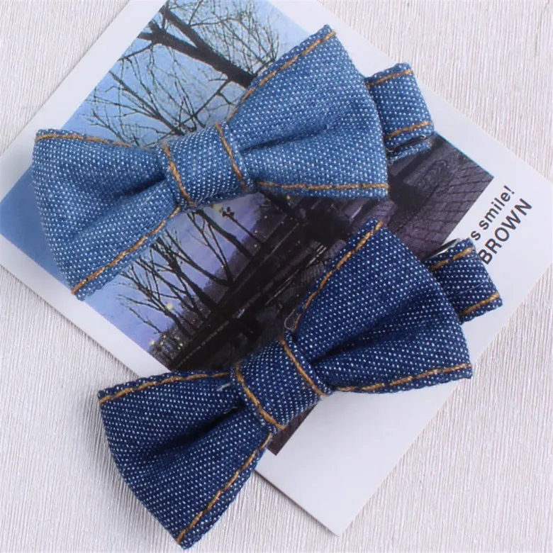 New Arrival Kids Hair Accessories denim Bowknot Hair Clip Children Crown Accessories Baby Cute Hairpins