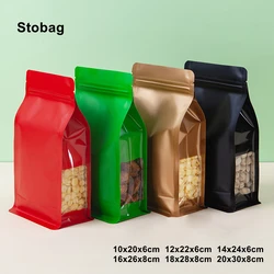 StoBag 50pcs Food Packaging Ziplock Bags Aluminum Foil Stand Up Sealed for Candy Tea Nuts Beans Storage Reusable Zip Lock Pouch