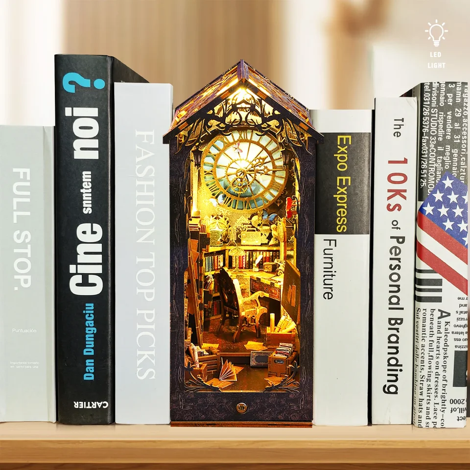 DIY Book Nook Kit – 3D-Holz-Miniatur-Bücherregaleinsatz Mit LED-Beleuchtung – Buchladen-Szene Zum Selberbauen – Kreatives Geschenk Für Buchliebhaber & Puzzle-Fans