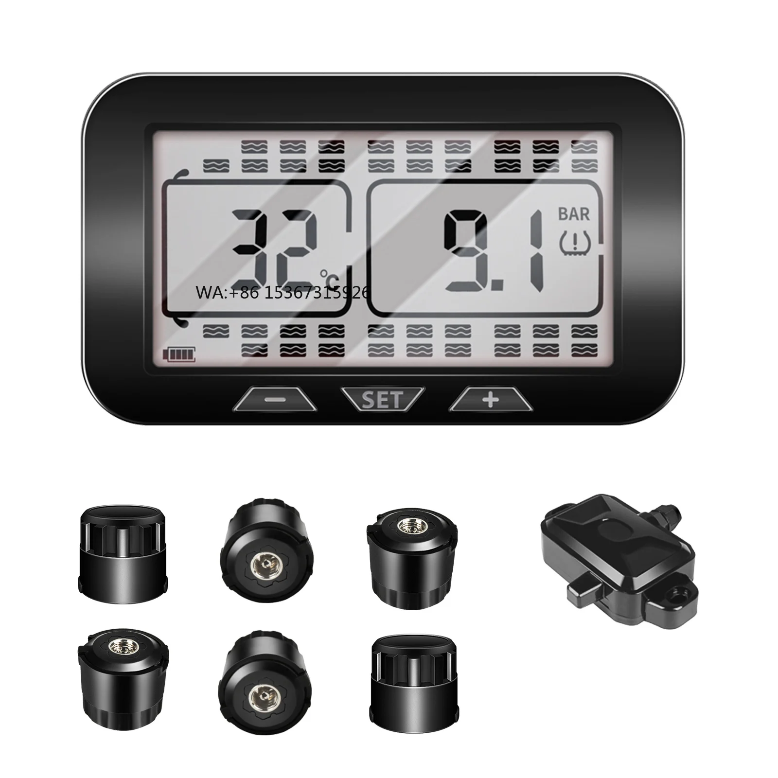 

Portable Digital TPMS Air Solar Wireless Tire Pressure Gauge SPY 6 Wheels External TPR Truck High Sensitivity Pressure Sensor