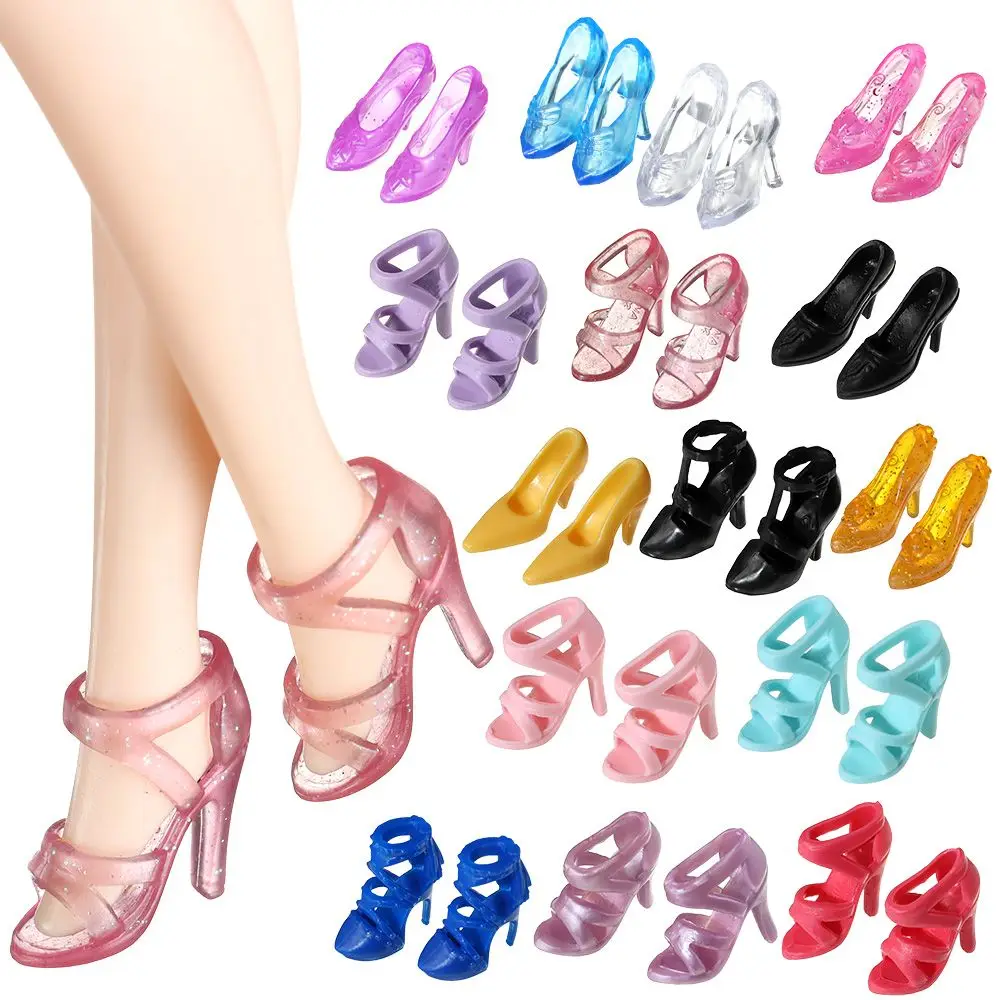 1Pair 30cm Doll Crystal Shoes Fashion Doll Shoes Fit Foot Length 2.2cm Dolls Accessories 1/6 BJD Doll Colorful High Heels Boots