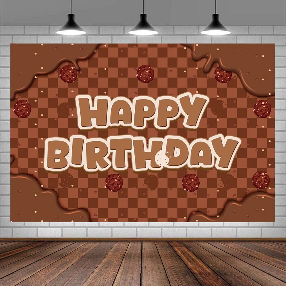 Photography Backdrop Chocolate for Kids Boys Girls Happy Birthday Party Banner Cocoa Day Cookie Theme Party Decor Background