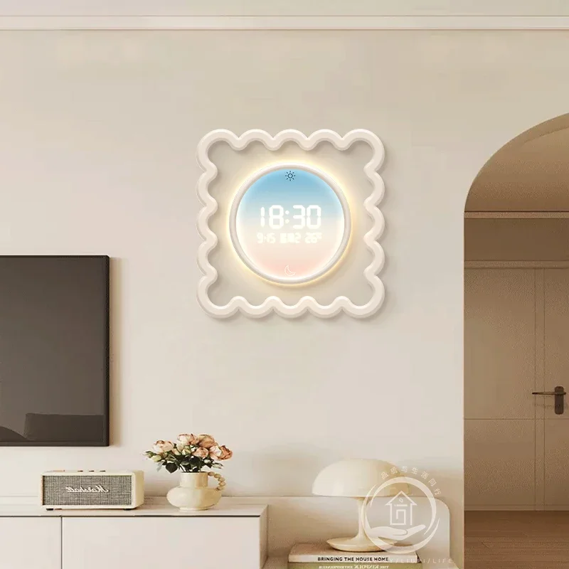 Electronic clock, living room decoration painting, dining room wall clock, dopamine clock hanging painting
