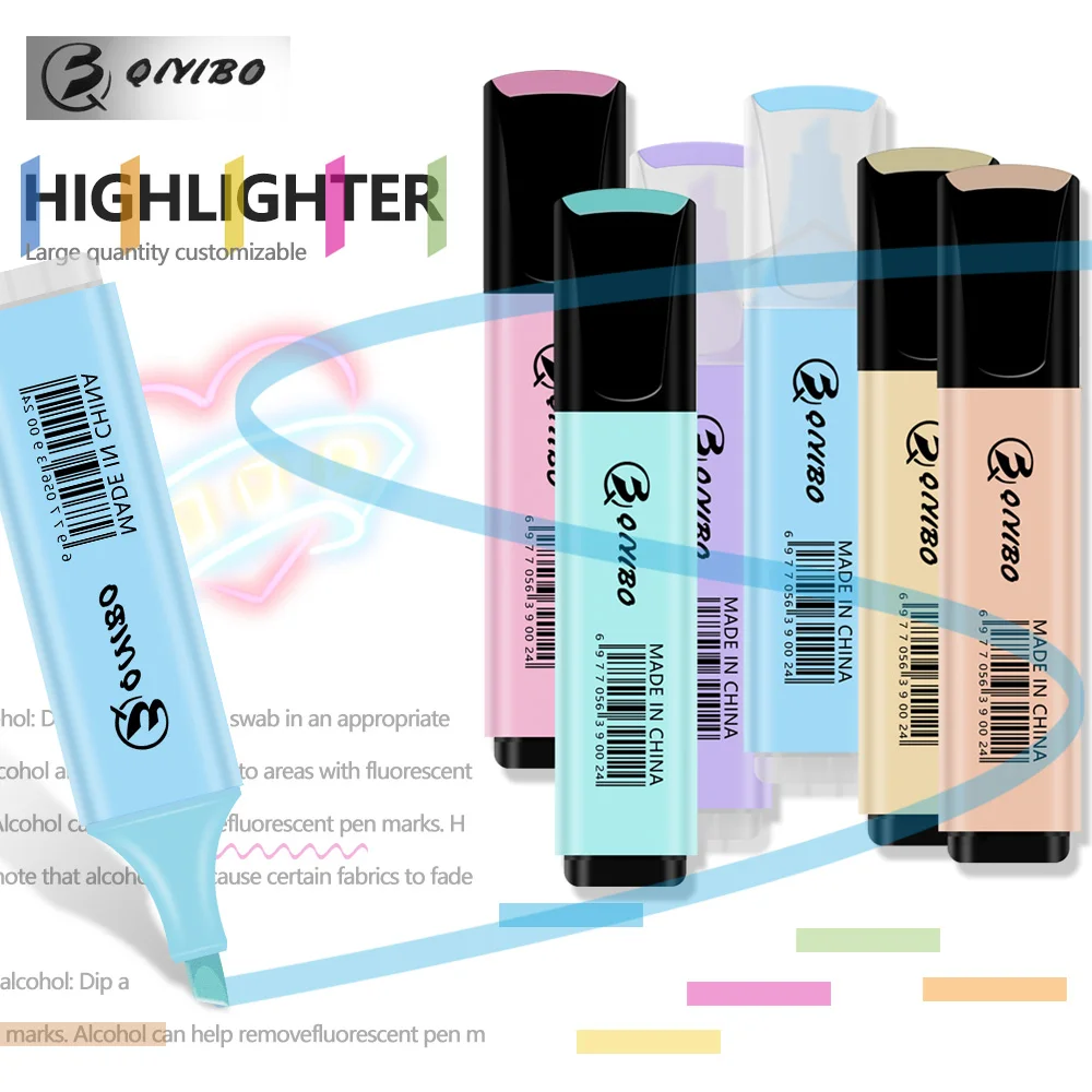 4/6Color Set Highlighter Markers Macaroon Color Chisel Tip Marker Pen Fluorescent for Drawing Office School Art Stationery