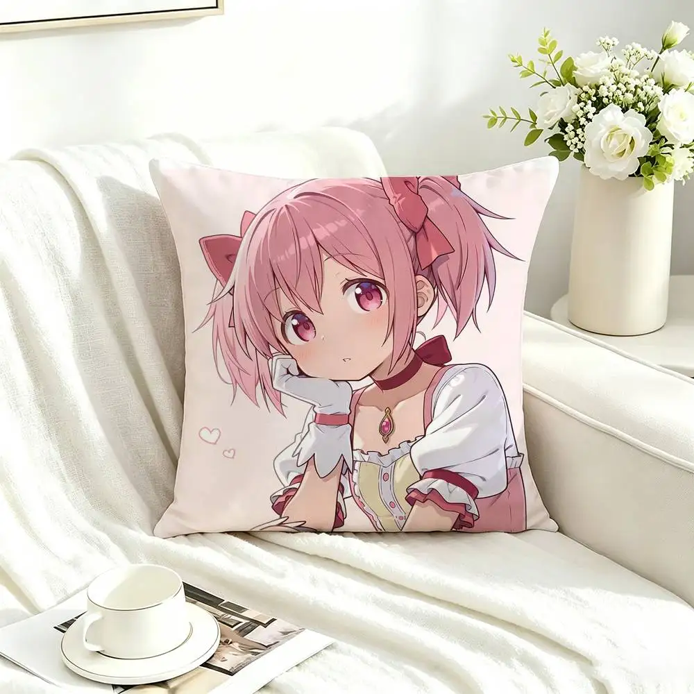 Puella Magi M-Madoka Magica Pillow Case Square Double-Sided Sofa Cushion Cover Bedroom Bedside Pillow