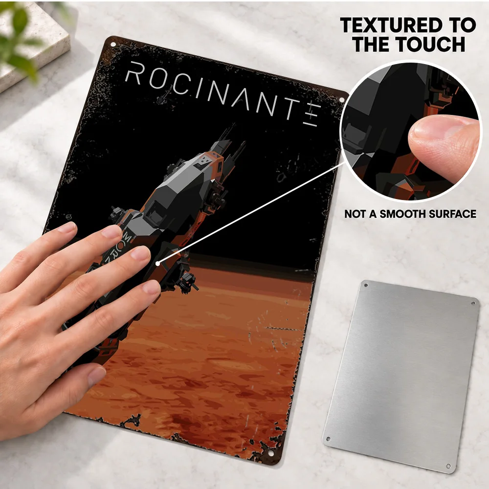 Rocinante Spaceship Printed Poster Customized Aluminum Metal Sign Pixel Landscape Design Wall Art For Bedroom Housewarming Gift