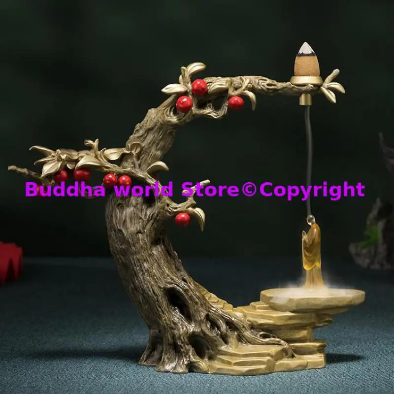 50% off top Copper carving Buddhist artistic conception Convert to Buddhism Decor Bodhi tree Buddha Home Decor high-end luxury