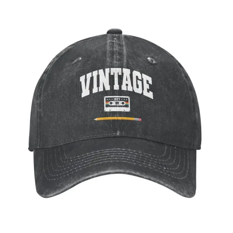 Punk Cotton Vintage 1977 Cassette And Pencil Birthday Gift Baseball Cap Men Women Breathable Dad Hat Sun Protection