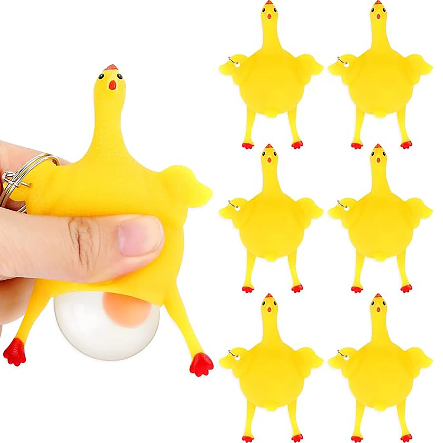 سلسلة مفاتيح لعبة إبداعية تنفيس الدجاج تحت الدجاج، مزحة دجاج البيض، هدية ضغط مضحكة، محاكاة ساخرة لتخفيف التوتر