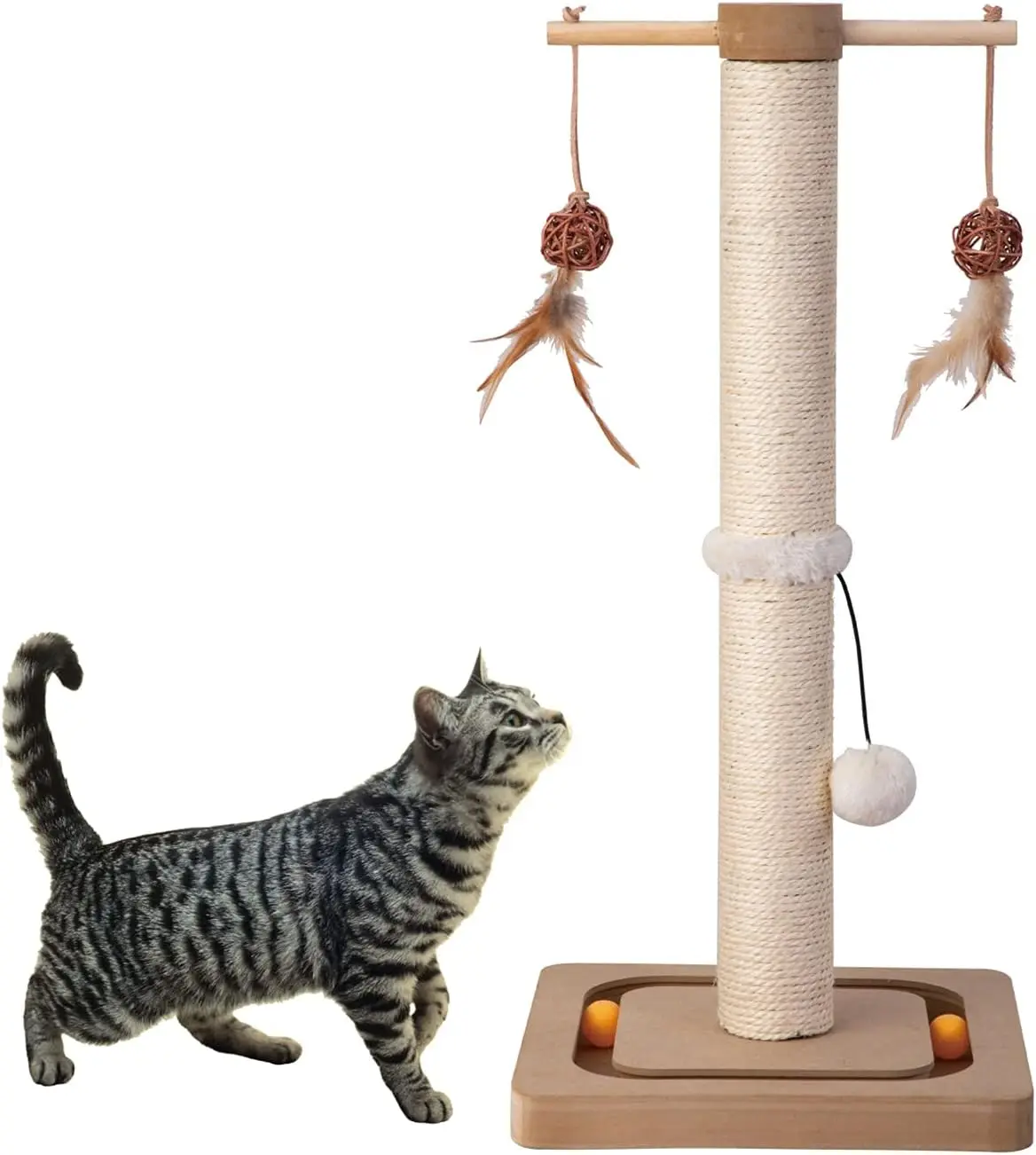 

Cat Scratching Post Sisal Scratch Posts for Indoor Kittens and Cats,with Interactive Tracking Toys Suitable for Vertical