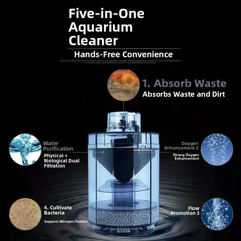 空気圧式水槽トイレ-5in-フィルター酸素供給器-生水サイフォン-水槽設備-プラスチック製フィルターデバイス-半水陸両用カメ用