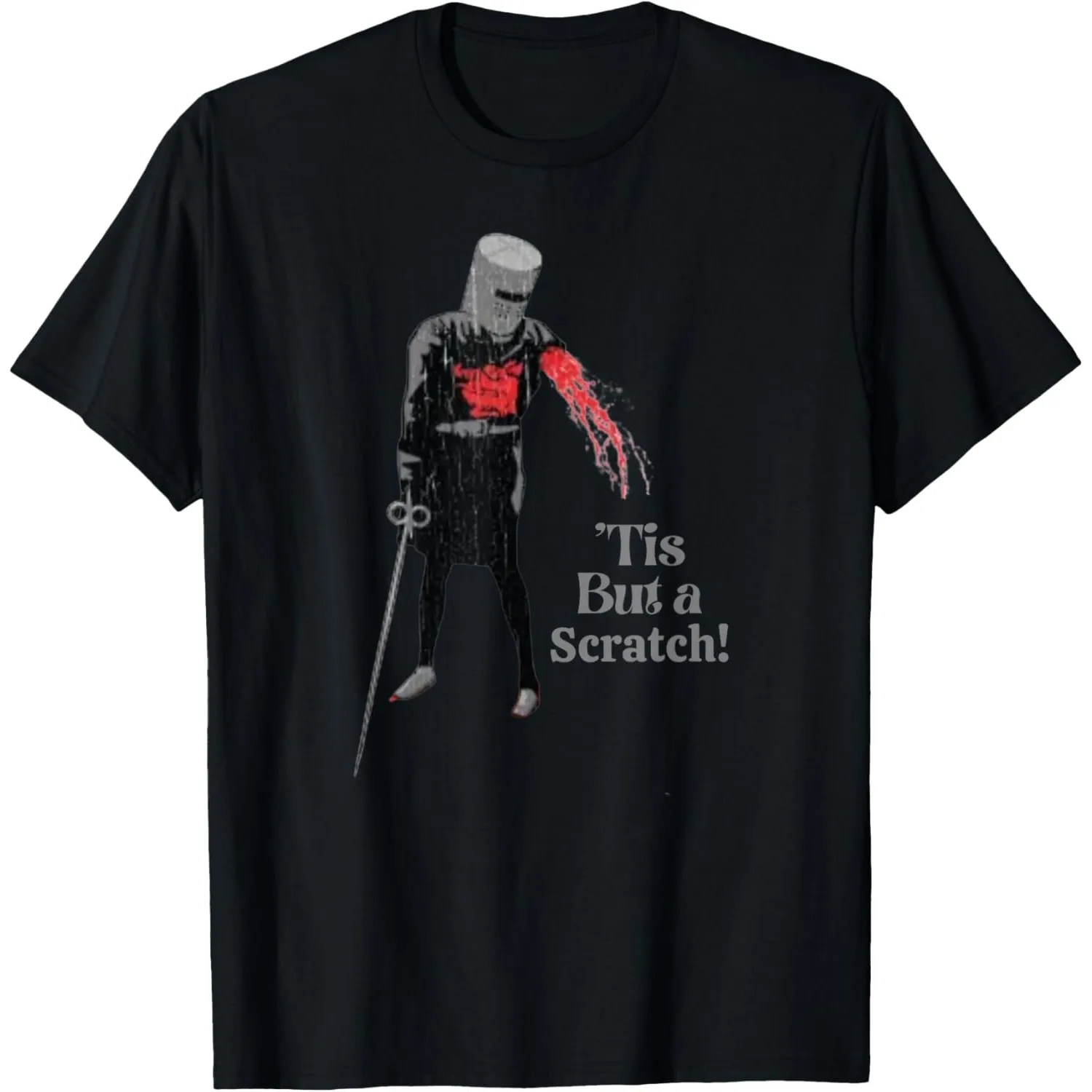 Black Knight Tis But A Scratch Graphic Men's Round Neck Short Sleeve T-Shirt