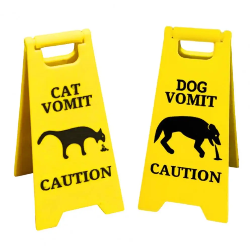 1/2Pcs Dog Cat Vomit Caution Sign Weather-proof Plastic Outdoor Garden Yard Lawn Pet Black Cat Vomit Warning Sign Bathroom Decor