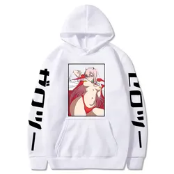 Autumn Hoodies Anime Zero Two Print Pullover Hoodie Women Men Oversized Hoody Harajuku Y2k Hoodie Casual Unisex Sweatshirt Coat