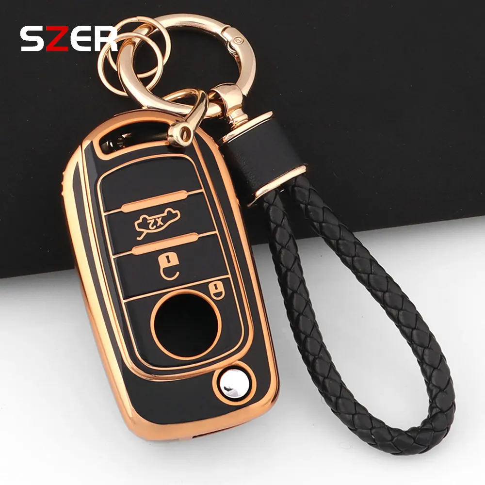 Fashion TPU Car Flip Key Case Cover Shell Fob With Keychain For FIAT Tipo Toro Nuovo Freedom 500X Doblo Argo Grazie Protector