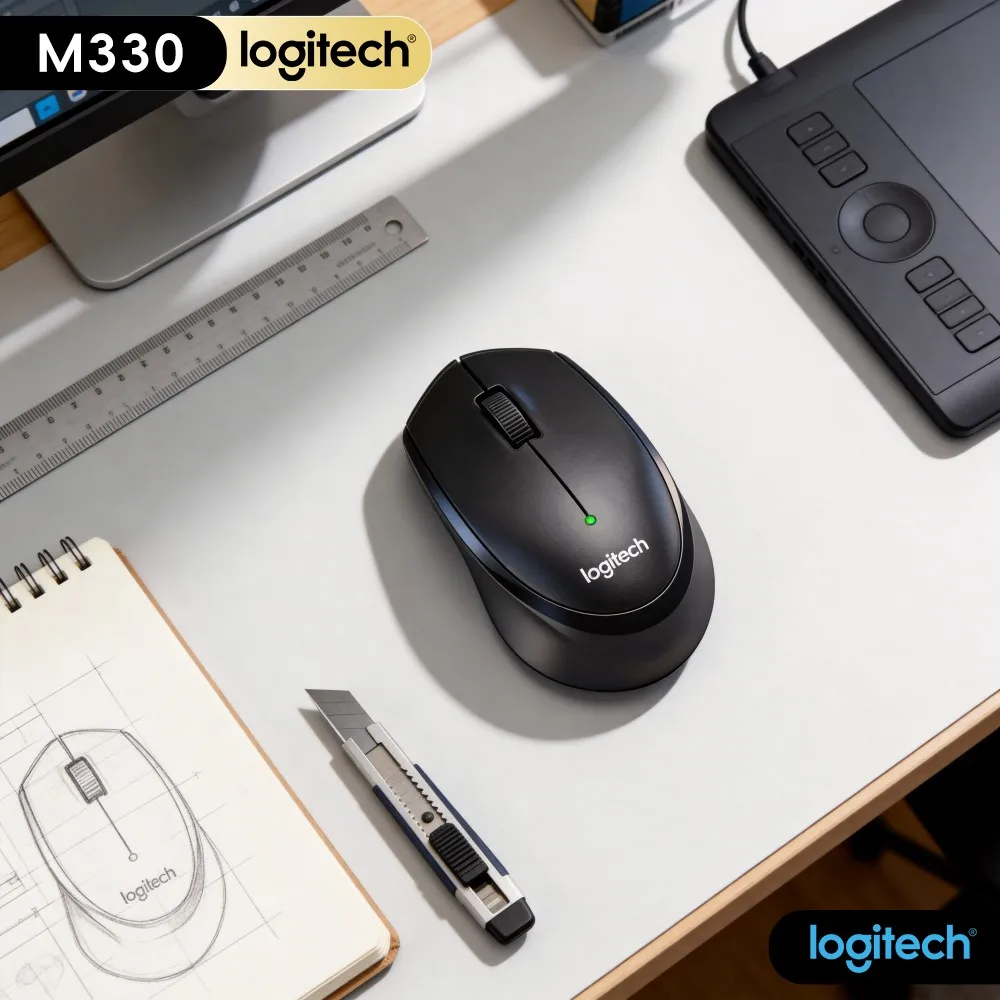 Logitech M330 Silent Wireless Mouse Durable Scroll Wheel Smooth Page Turning For Desktop Notebook Home Office Work Task