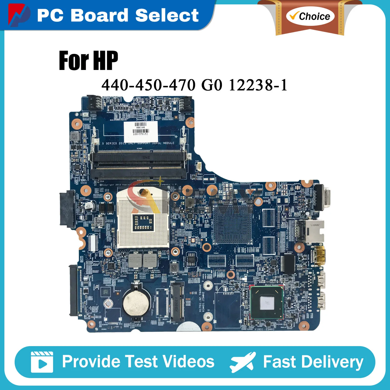 For HP 440 450 470 G0 Laptop Motherboard 12238-1 721523-001 721525-501 With Socketed CPU 100% Tested Replacement Mainboard In