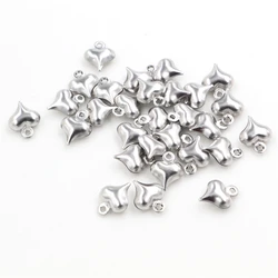 30pc/lot 10x8mm Heart Charms 316 Stainless Steel Heart Cute for necklace pendant charms diy jewelry making-R5-41