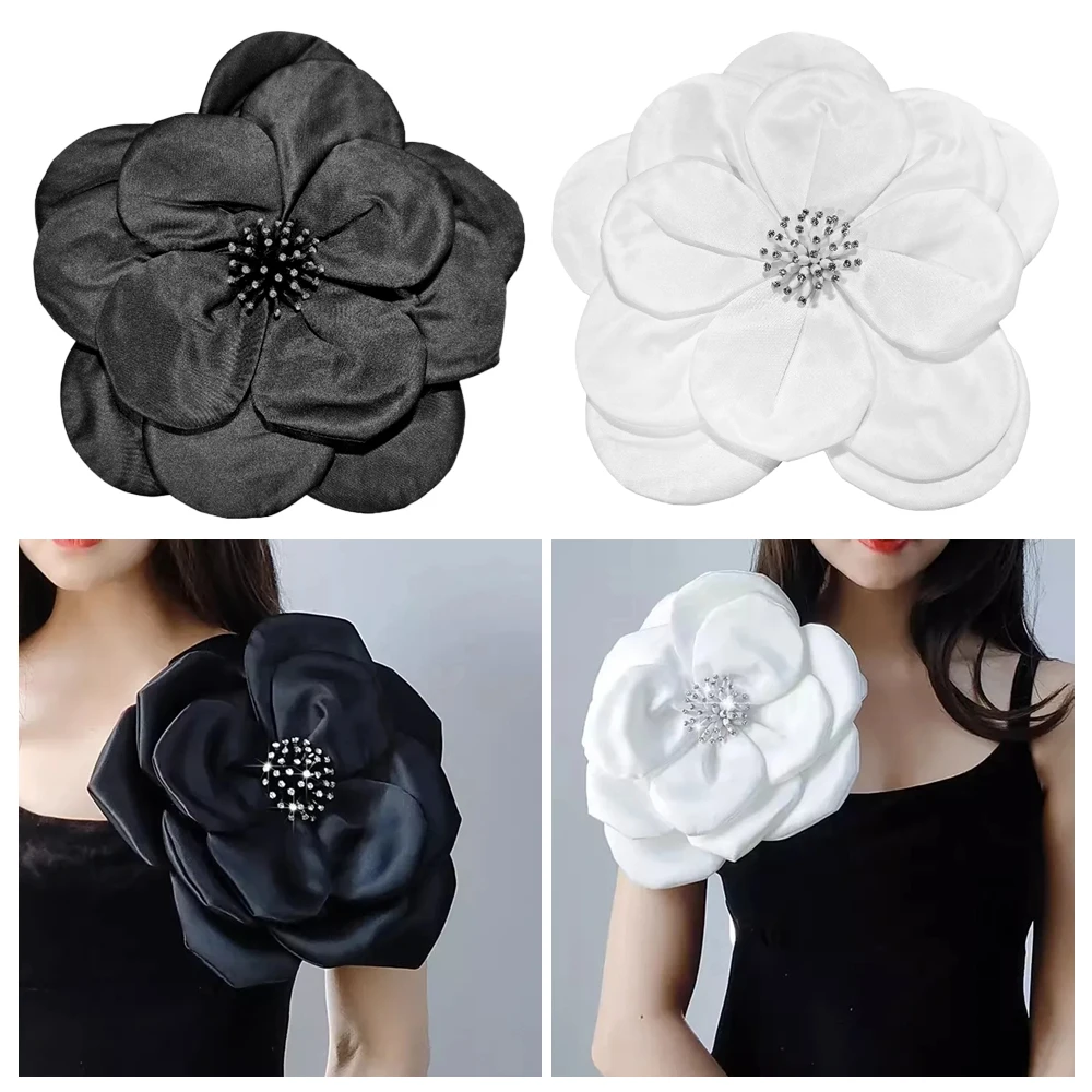 

29cm 3D Beaded Flowers Stitch Decorative Large Cloth Fabric Big Flower Patch Handmade DIY Sew Collar Flower Wedding Party