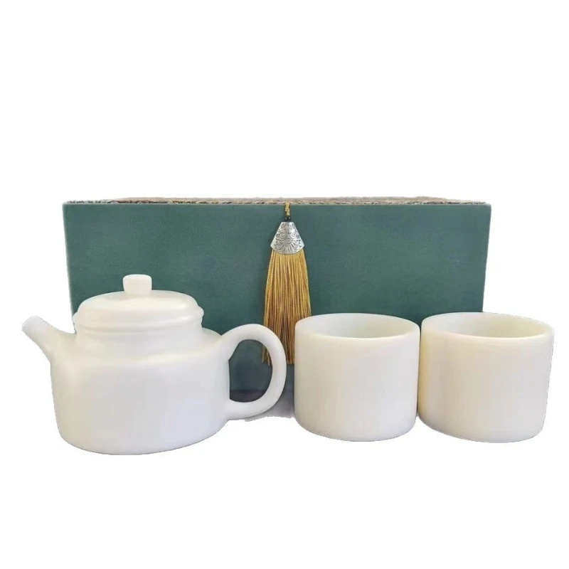 

Vegetarian suet jade porcelain tea set, household ceramic new Dehua white porcelain Kung Fu tea set, advanced gift box packaging