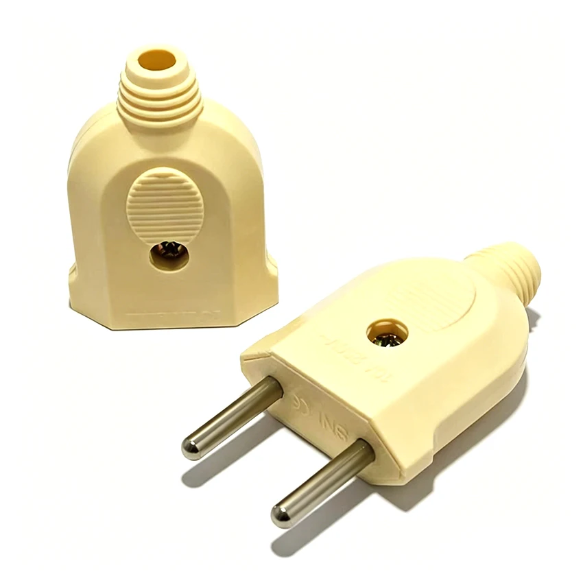 1/5pcs EU 2‑Pin Rewirable Male Female Plug 10A 250V European Standard Detachable Power Connector 4.0mm 2-Round Foot Connector