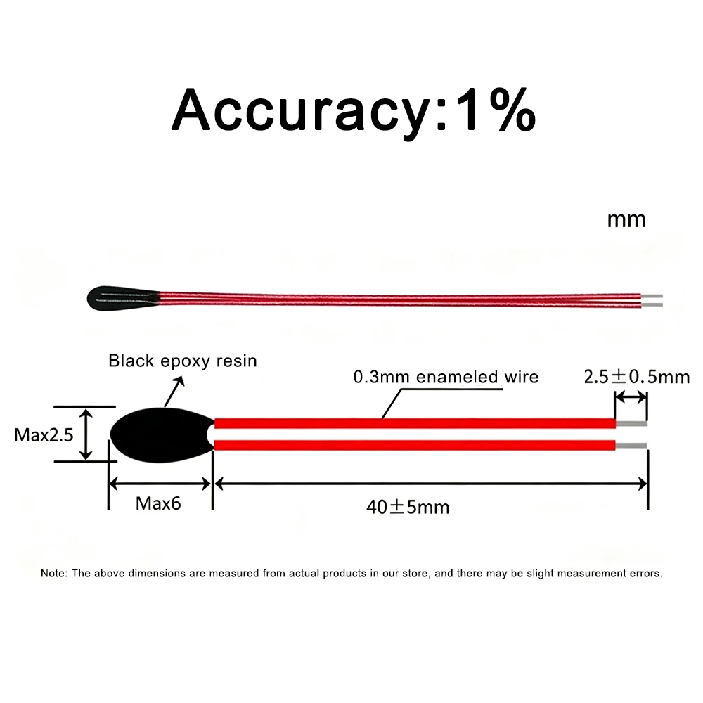500PCS MF52B NTC Thermistor Thermal Resistor 1% B3435 B3470 B3950 Temperature Control Sensor 4.7K 5K 10K 50K 100K