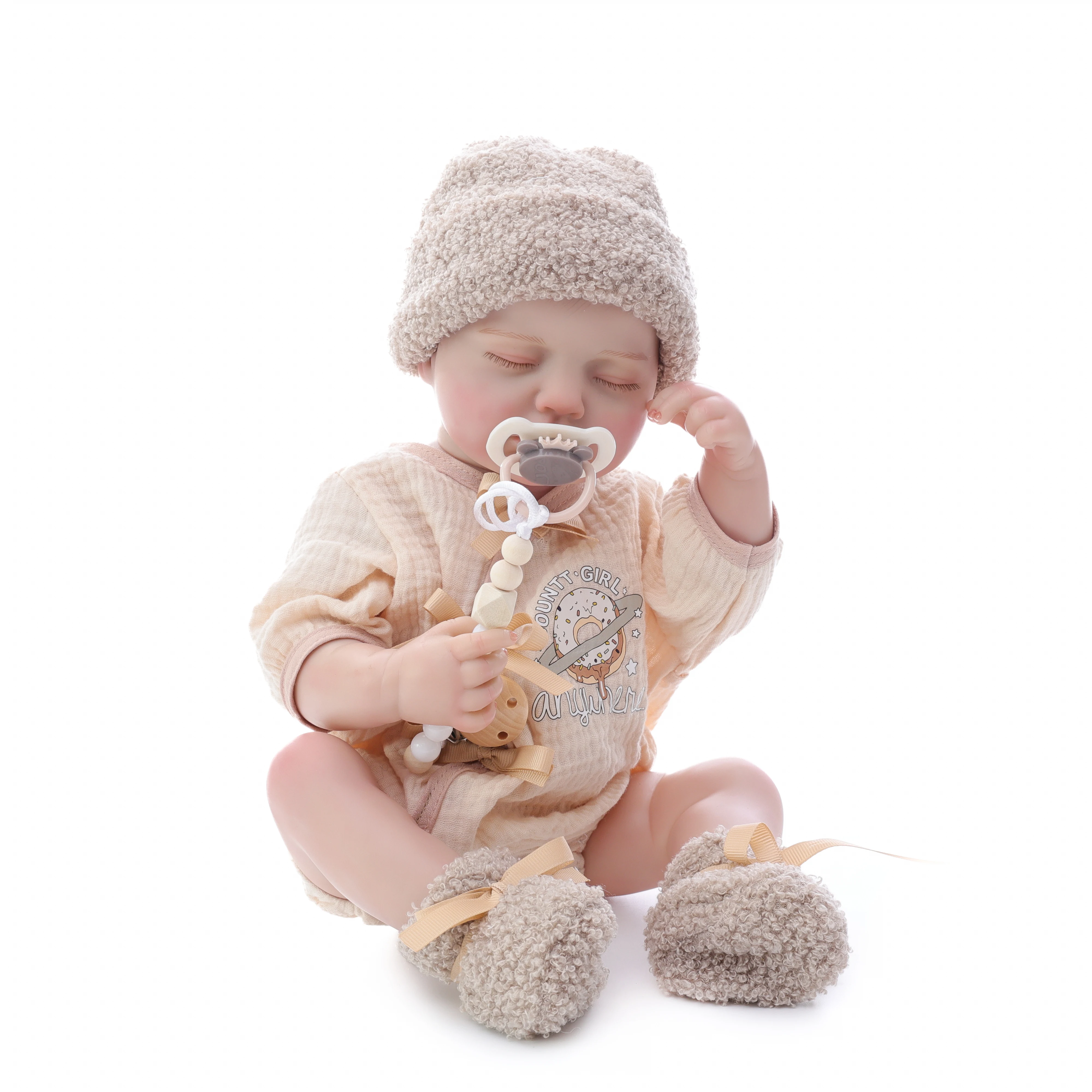 

Cloveray 20 inch Original Realistic Reborn Baby Doll Full Body Vinyl Lifelike Vinyl Doll Handmade High Quality Toy Kid Xmas Gift