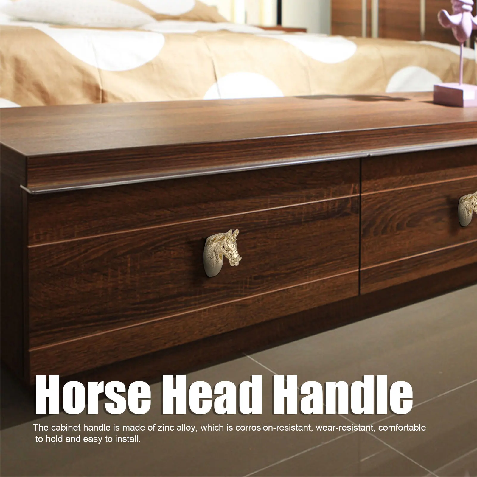 2Pcs Modern Stylish Cabinet Handles Horse Head Pull Kitchen Wardrobe Drawer Door Knob Household Furniture Accessories