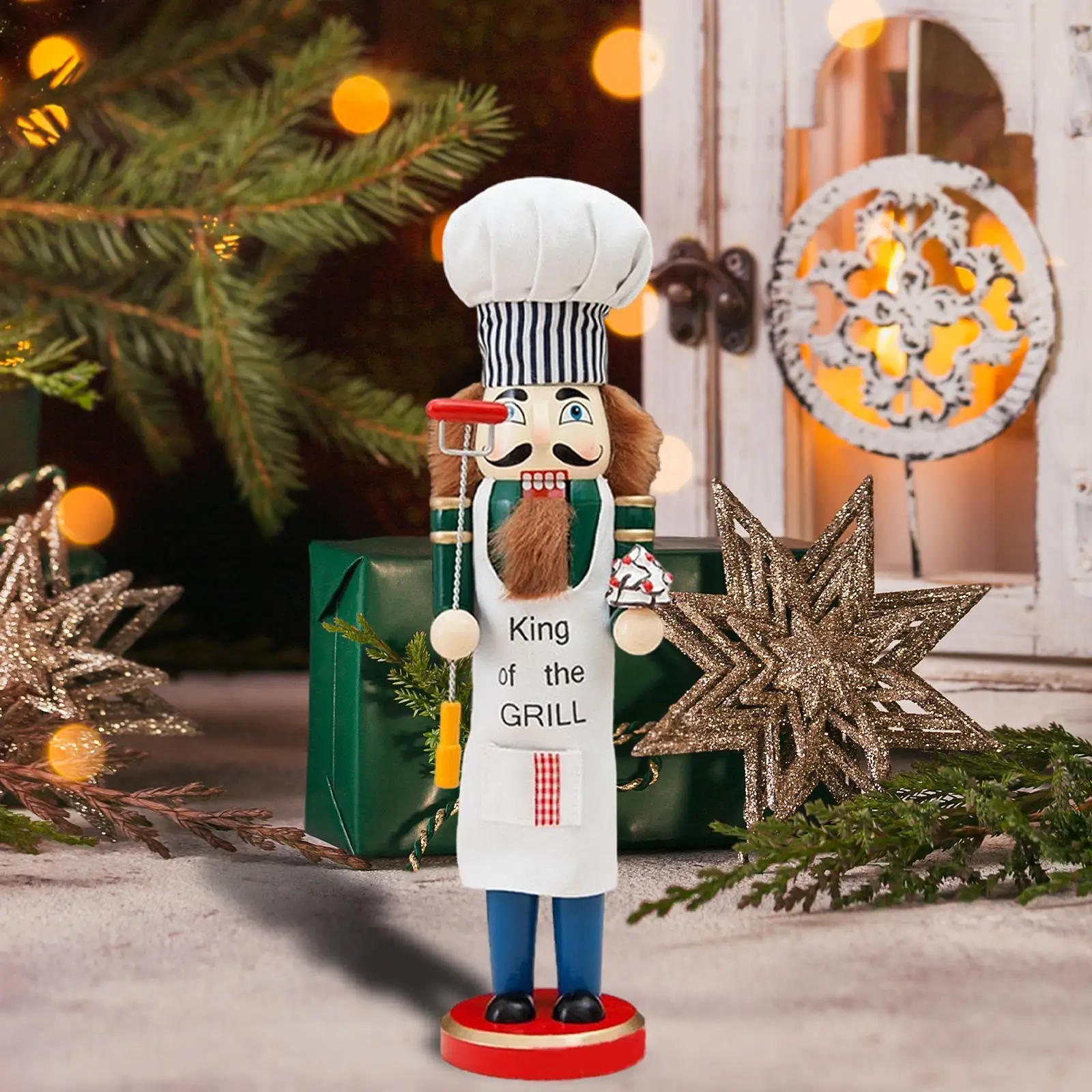 Christmas Decoration Handmade Christmas Chef Nutcracker Wood Nutcracker Figure for Family Friend Fall Cabinet Party Fireplace