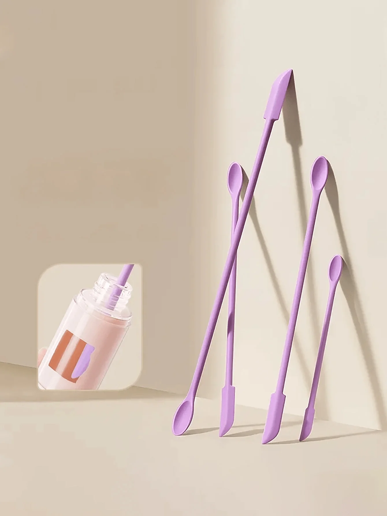 

Hygienic Silicone Cosmetic Spatula - for Face Cream/Body Wash/Skincare Products (1/3 Pcs in 3 Sizes) Makeup Artists Must Have Ergonomic Handle Bottle Cleaning Tools