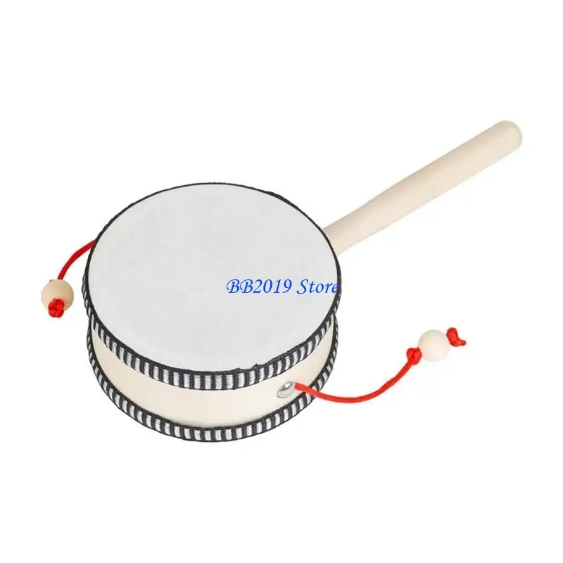 Q0KB Tradicional Drum Baby Rattle Rattle Toy Recém -nascido Crianças Educacional