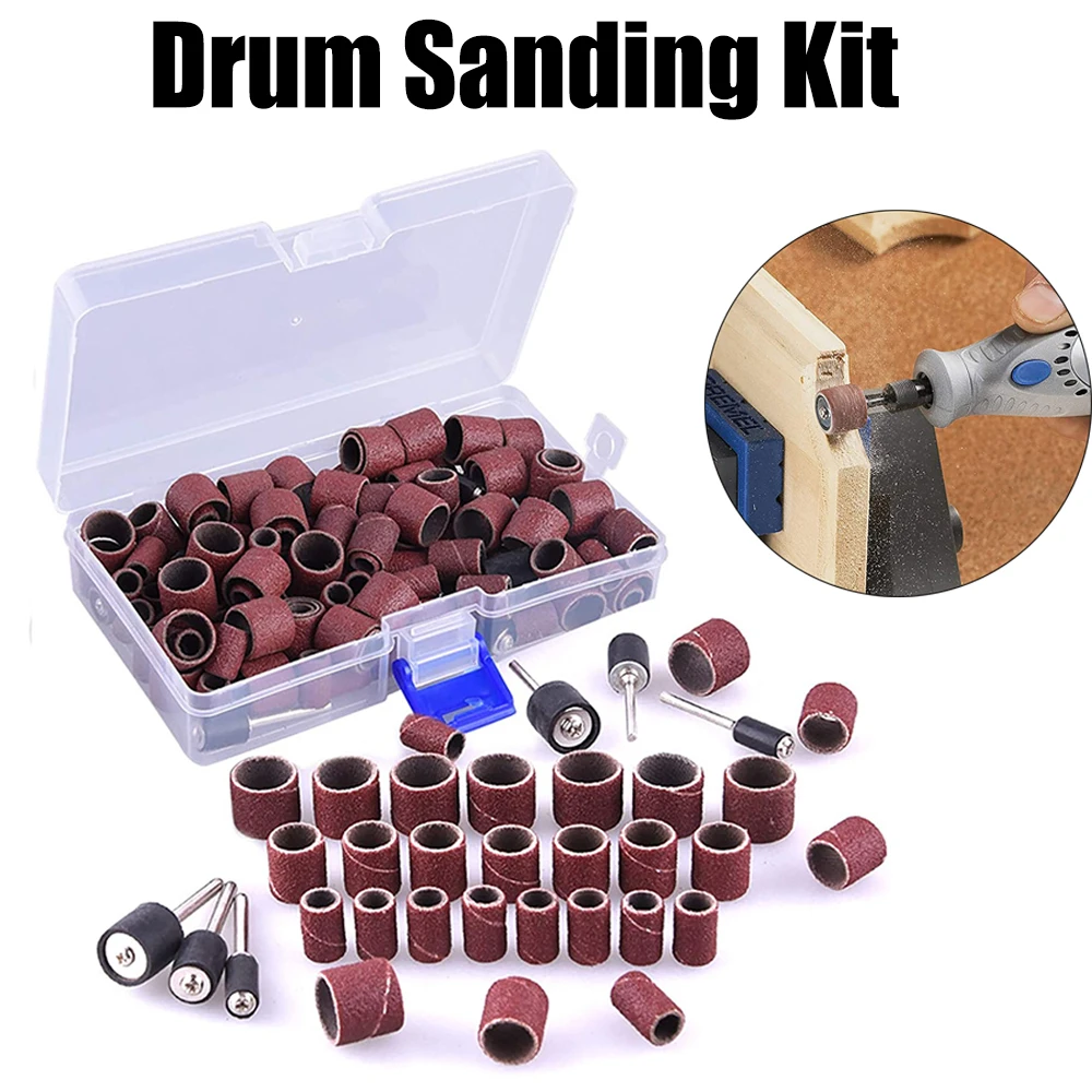 

Sanding Drums Kit Sanding Band 1/2 1/4 Inch Sand Mandrels 80/120/240 Grit Fit for Dremel Nail Drill Rotary Abrasive Tools