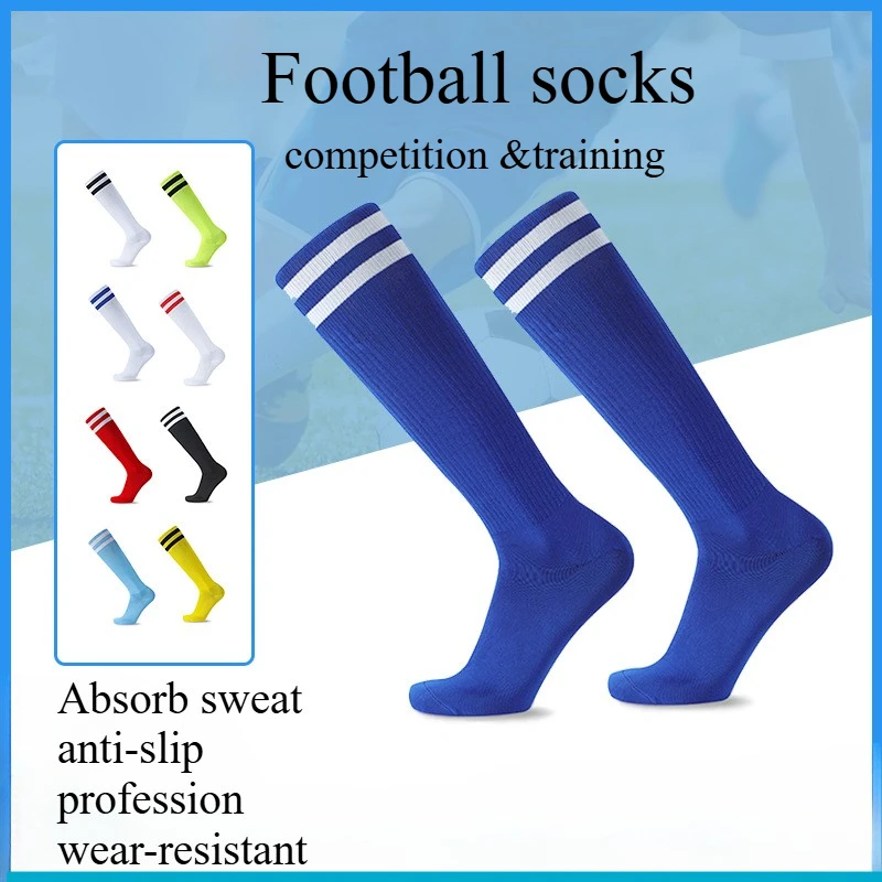 

Two Bars Adult Professional Football Socks Non-slip Sweat Absorption Training Competition Students Striped Sports Socks