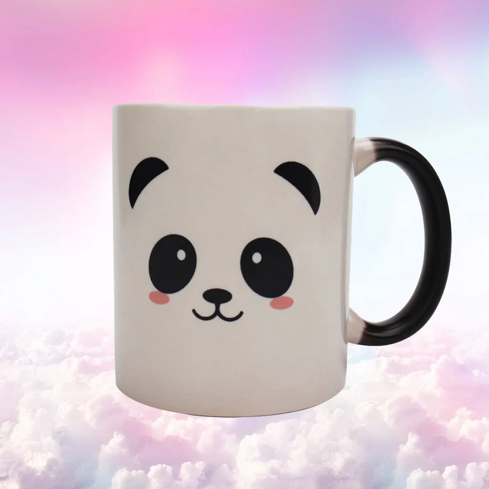 

1Pcs Heat Sensitive Ceramic Color Changing Mug 301-400ml Black Pattern Coffee Tea Mug Office Home Mugs
