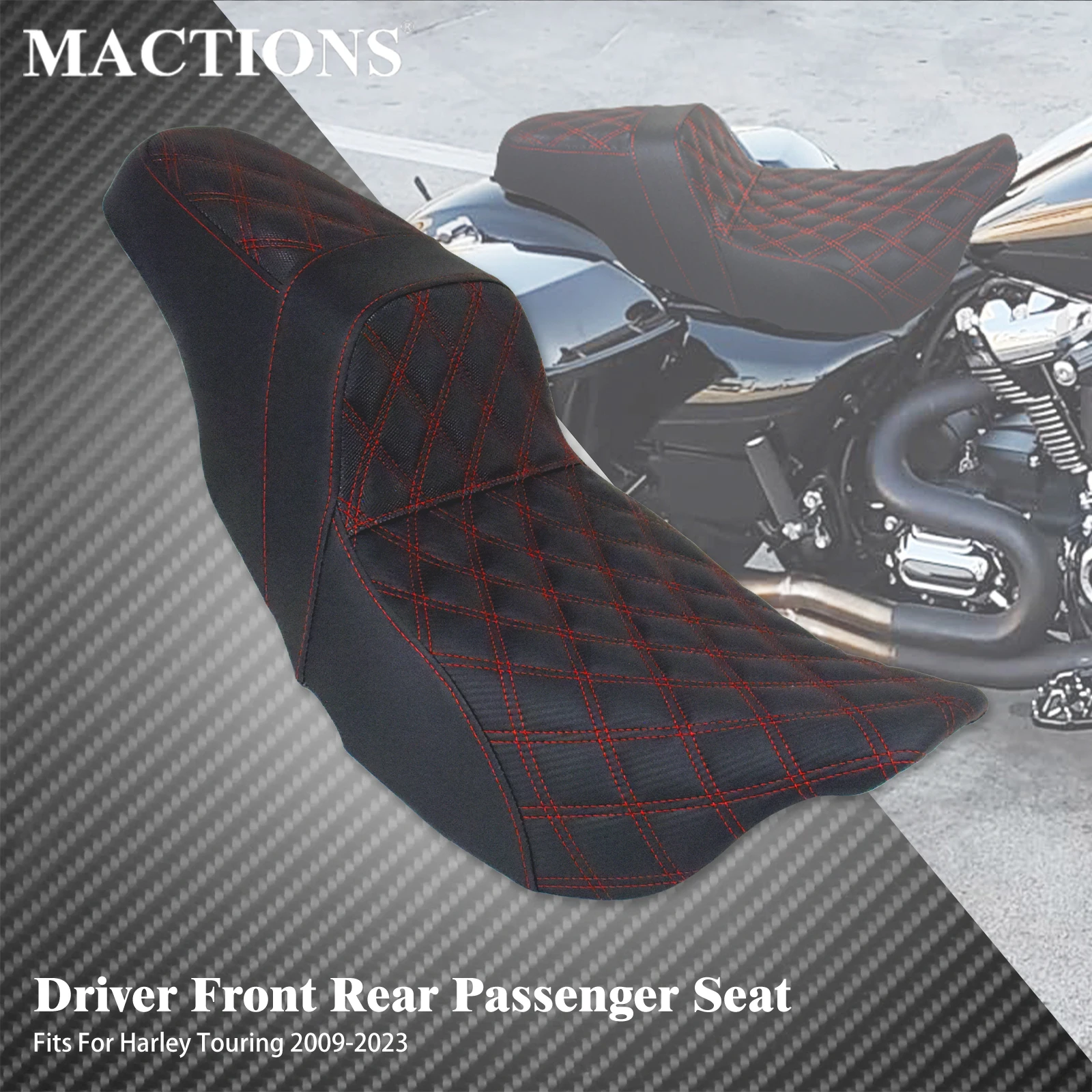 Motorcycle Driver Seat Rider Passenger Front Rear Cushion Seat For Harley Touring Road King Street Glide 09-23