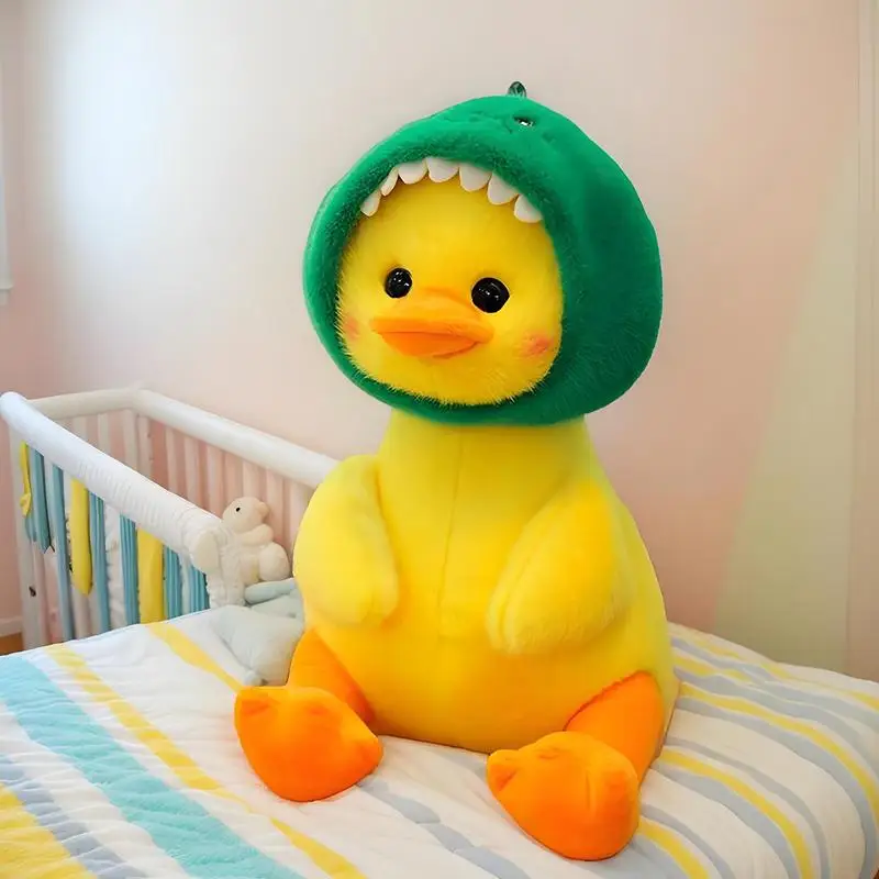 25 سنتيمتر بطة صفراء محشوة دمية على شكل حيوان مع قبعة الديكور الاشياء لعبة رمي وسادة وسائد أريكة الطفل النوم الأصدقاء لجميع الأعمار #4