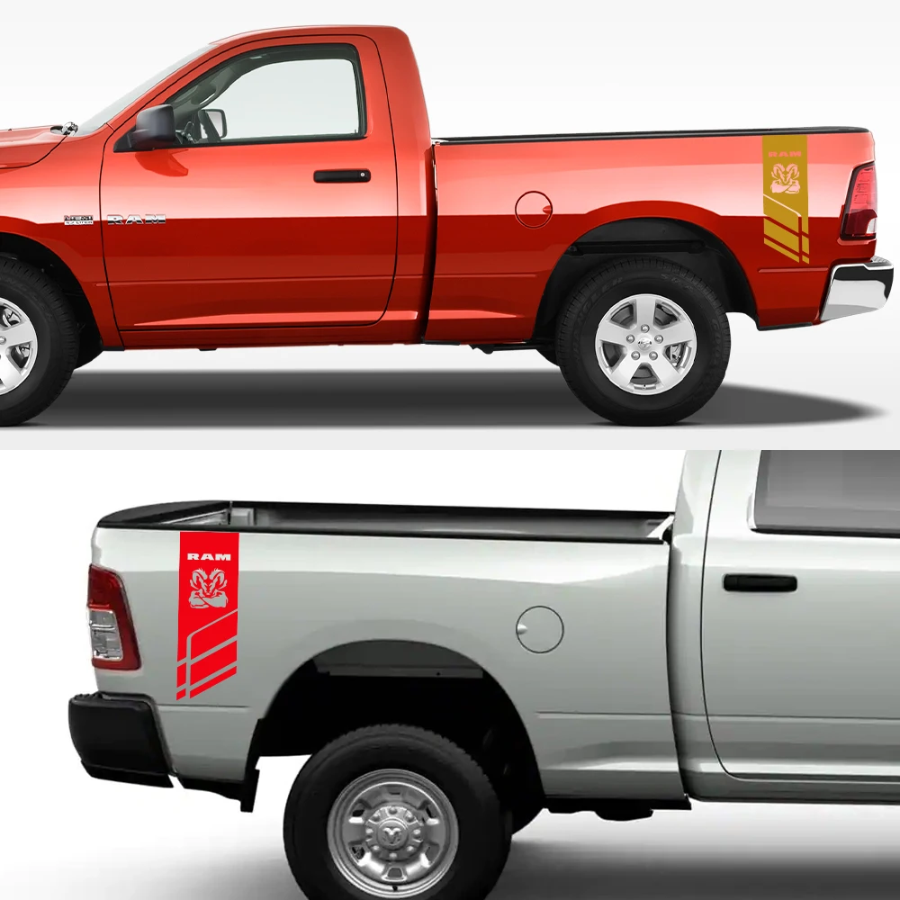 ملصقات لاقط لدودج رام 1500 2500 هيمي المتمردين 5.7 لتر شاحنة الباب الخلفي الجانب الرسومات ملصق مائي غطاء الفينيل اكسسوارات السيارات
