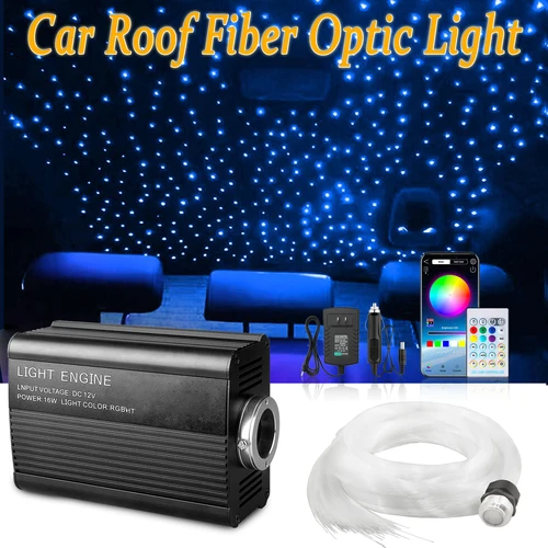 Luz de cielo estrellado para coche, luces de fibra óptica para el hogar, lámpara de ambiente, Control de música, luces de techo RGB 12W, 8 colores, estilo de coche DIY