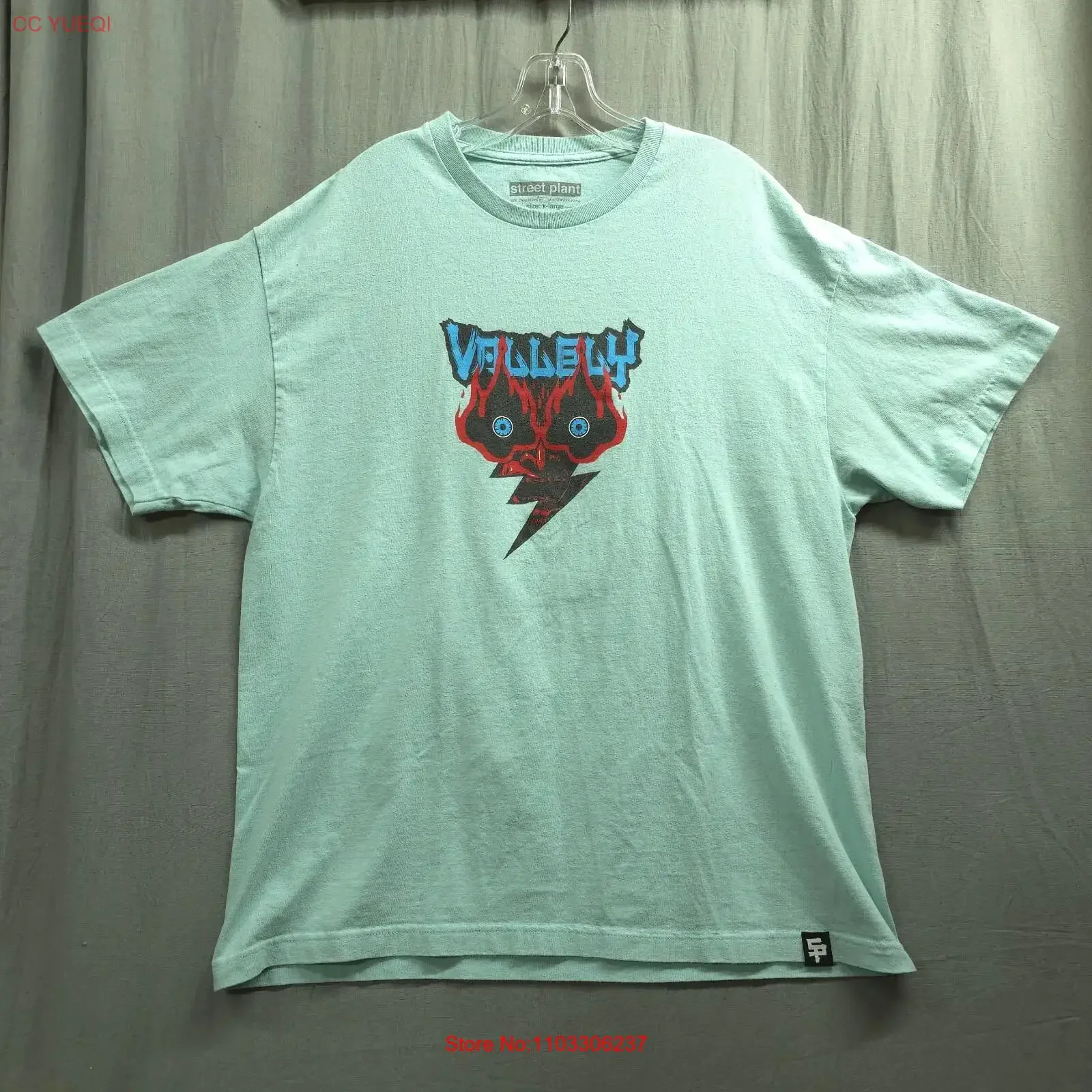 Camiseta Street Plant Mike Vallely XL Skateboard Teal Samurai Elephant vintage lavada, ligeramente informal, de tejido suave para uso diario
