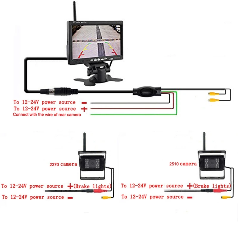 7 Inch Reversing Monitor Reversing Image HD Infrared Night Vision Camera Universal Parts