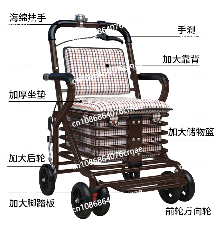 Folds The Trolley To Buy Vegetables, The Trolley Can Sit on The Elderly