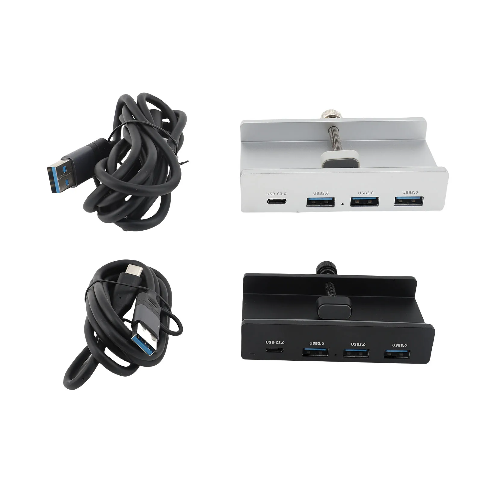 USB 3.0 Hub 5Gbps USB C Hub with Clamp Aluminum Alloy 4 Port USB Splitter for Display Desks Plug and Play USB Hub USB 3.0 Hub