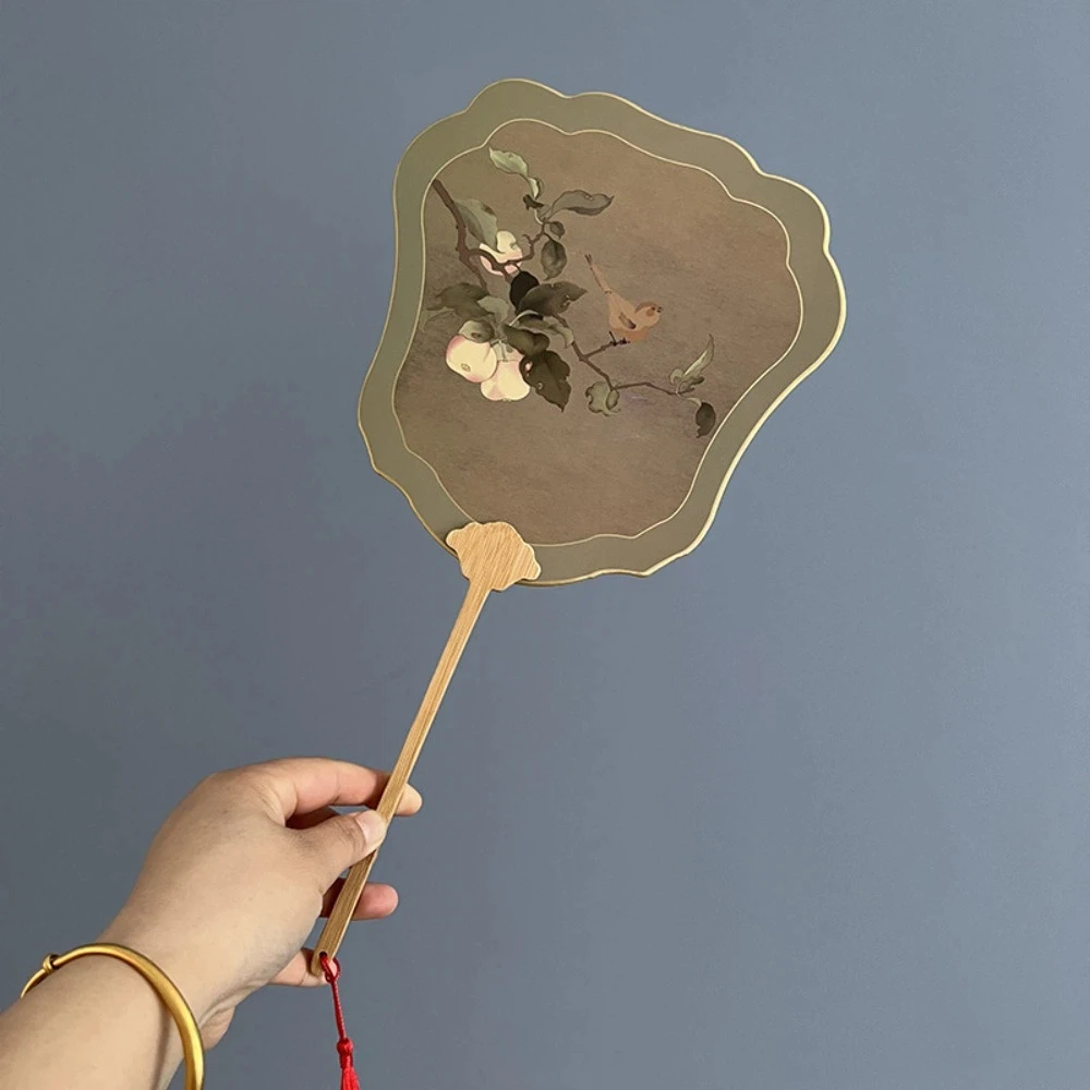 Chinese-Style Retro Handheld Dance Fan Bamboo Frame Portable Home Decoration Double Sided Cardboard Fan Flower Bird Fan Crafts